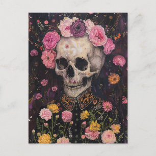Skelett und Blume Postkarte