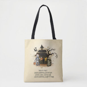 Skelett und Halloween Spuk Haus Tasche