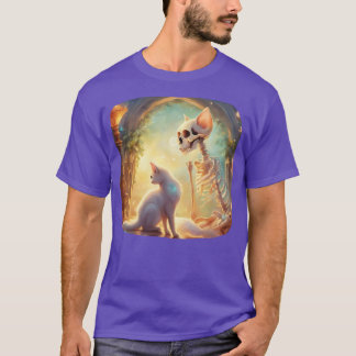 Skelett und Katze beste Freunde Kitten Lustige Kat T-Shirt