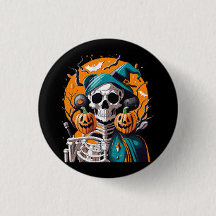 Skelett und Kürbis Button