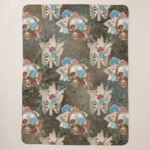 Skelett und Schädel mit Rose Sherpadecke