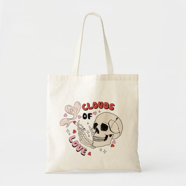 Skelett Valentine's Day Tote Bag, Funny Tote Bag Tragetasche (Vorne)