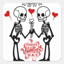Skelett Valentinstag Aufkleber, Valentinstag