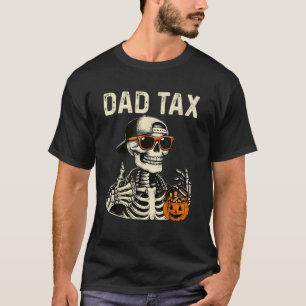 Skelett-Vater-Steuer-Halloween-Süßigkeiten-Kürbis- T-Shirt