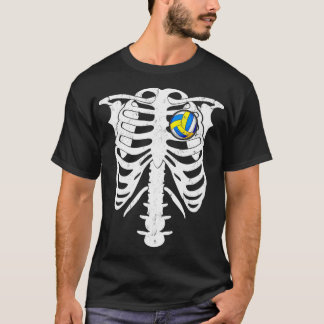 Skelett Volleyball in Herz-Kostüm Halloween-Vorfel T-Shirt