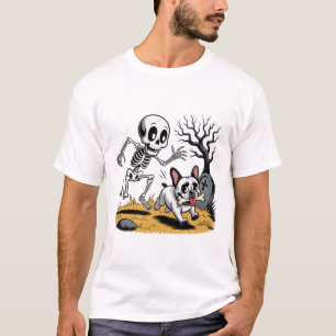 Skelett vs Französische Bulldogge – Lustige Hallow T-Shirt