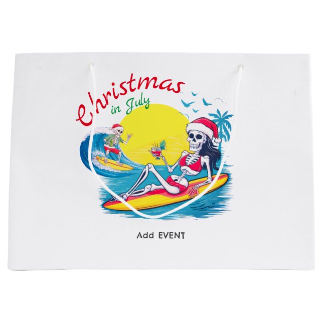 Skelett Weihnachten im Juli Beach Surf Naughty Große Geschenktüte (Vorderseite)