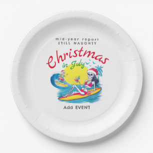 Skelett Weihnachten im Juli Beach Surf Naughty Pappteller