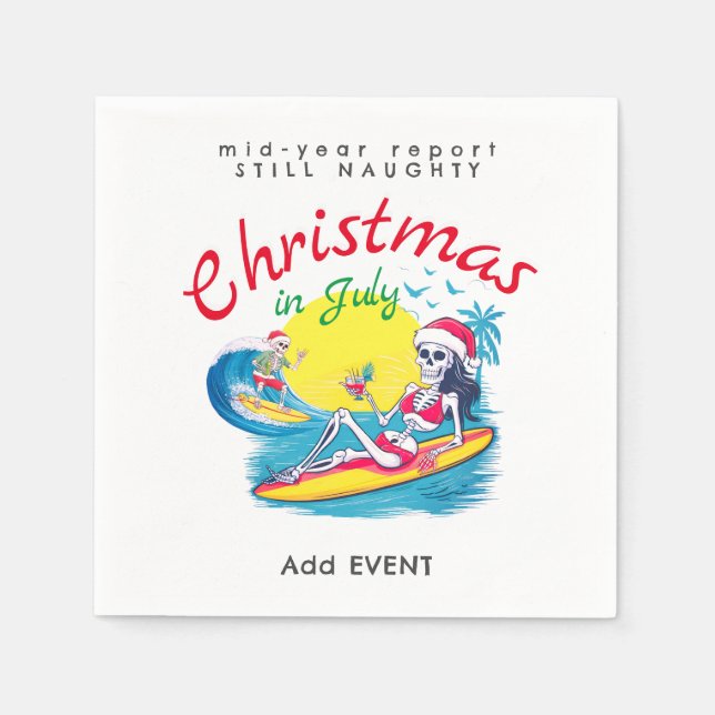 Skelett Weihnachten im Juli Beach Surf Naughty Serviette (Vorderseite)