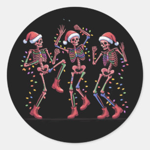 Skelett Weihnachten Tanzendes Skelett Licht Merry  Runder Aufkleber
