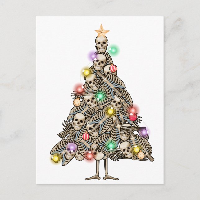 Skelett Weihnachtsbaum Funny Ugly Xmas Skelette Postkarte (Vorderseite)