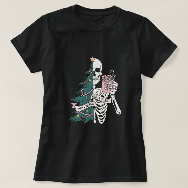 Skelett-Weihnachtsbaum T-Shirt (Design vorne)