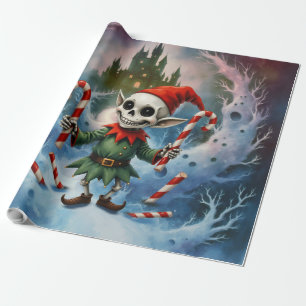 Skelett-Weihnachtself – Gruselig Süßer Dunkler Fei Geschenkpapier