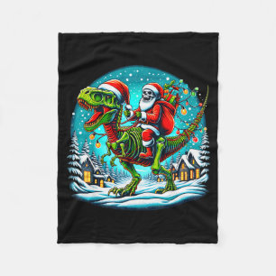 Skelett-Weihnachtsmann reitet auf T-Rex-Dinosaurie Fleecedecke