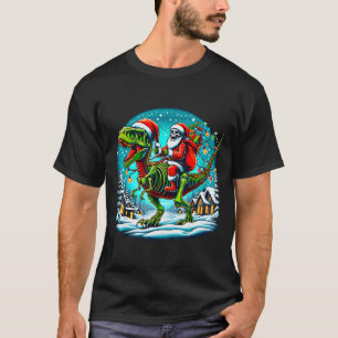 Skelett-Weihnachtsmann reitet auf T-Rex-Dinosaurie T-Shirt