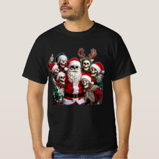 Skelett-Weihnachtsmann-Weihnachtsgruppenfoto – Fes T-Shirt