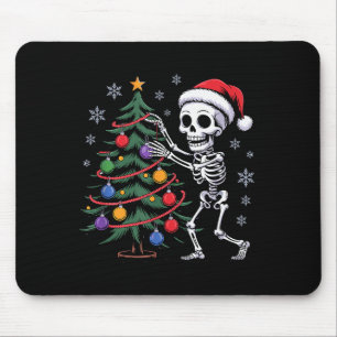 Skelett-Weihnachtsmannhut-Christbaum-gruselig-süß- Mousepad