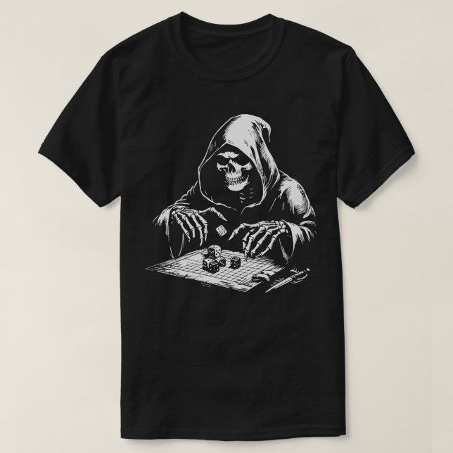 Skelett Würfel T-Shirt (Design vorne)