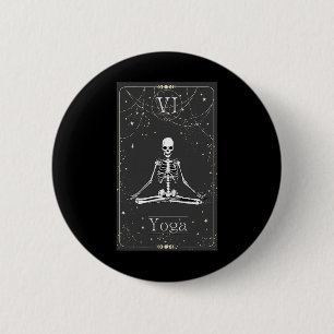 Skelett-Yoga-Tarotkarte Halloween  Button