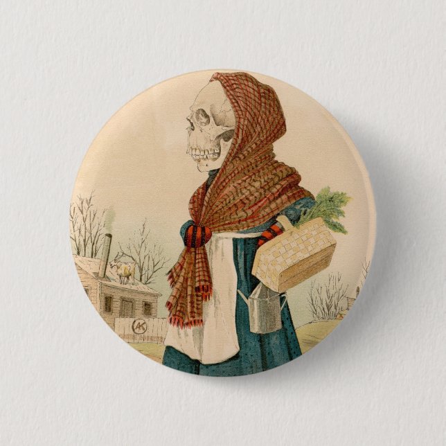 Skelettartige Gemüsedame Button (Vorderseite)