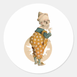 Skelettartiger Clown Runder Aufkleber