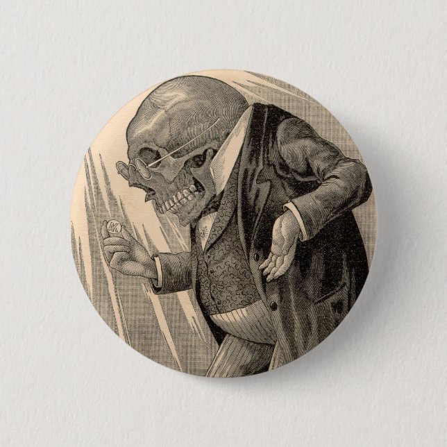Skelettartiger Penny-Retter Button (Vorderseite)