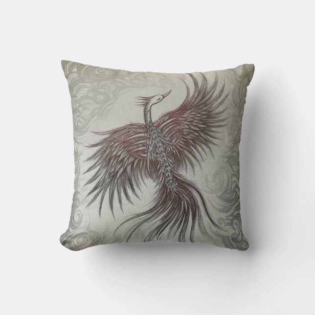 Skelettartiges Phoenix-Kissen Kissen (Vorderseite)