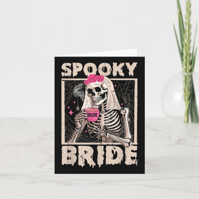 Skelettbride Drink Coffee Wedween C Karte (Vorderseite)