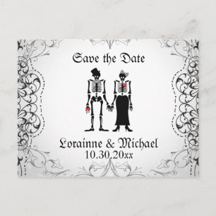 Skelettbride & Groom Save the Date Postkarten