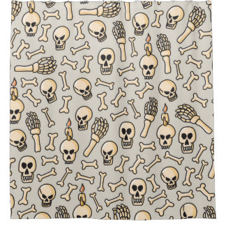 Skelettdoodles: Vintages Textil Muster. Duschvorhang