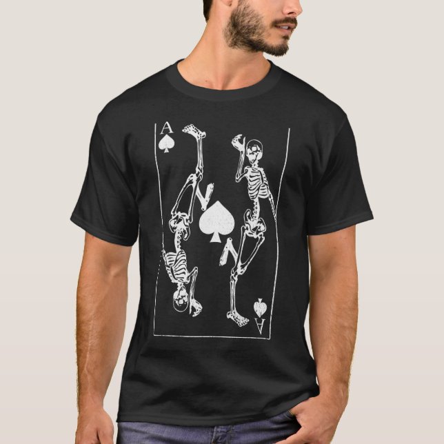 Skelette Ace Poker Spielkarte Skelett T-Shirt (Vorderseite)