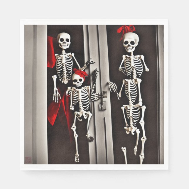 Skelette an der Tür - Servietten für das Mittagess (Vorderseite)
