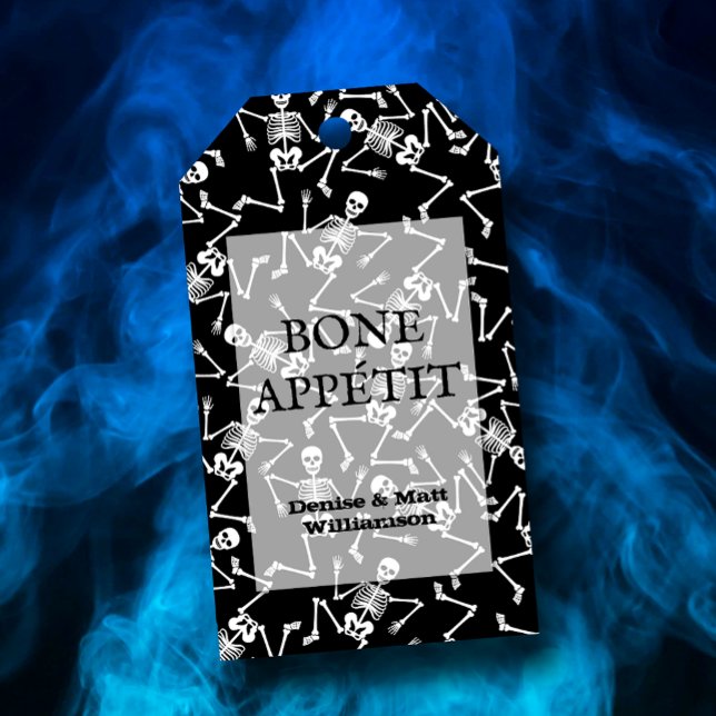 Skelette auf Black BONE APPÉTIT Bevorzugung Geschenkanhänger (Von Creator hochgeladen)