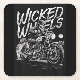 Skelette auf Rädern Rechteckiger Pappuntersetzer