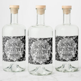 Skelette auf schwarz alkoholflaschenetikett
