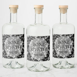 Skelette auf schwarz alkoholflaschenetikett