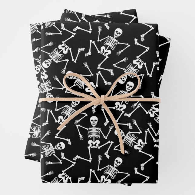 Skelette auf schwarz geschenkpapier set (Beispiel)