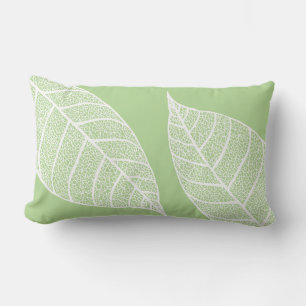 Skelette aus weißem Leaf Lendenkissen