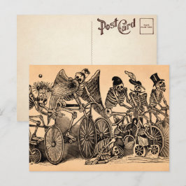 Skelette (Calaveras) Reiten Fahrräder Postkarte