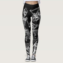 Skelette Danse makabere schwarze Leggings