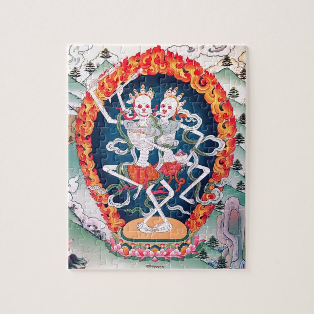Skelette, die tibetanische buddhistische Kunst (Vertikal)