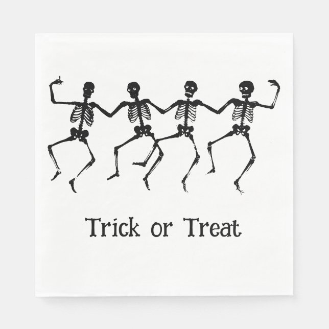 Skelette, die zu Halloween tanzt oder behandelt Serviette (Vorderseite)