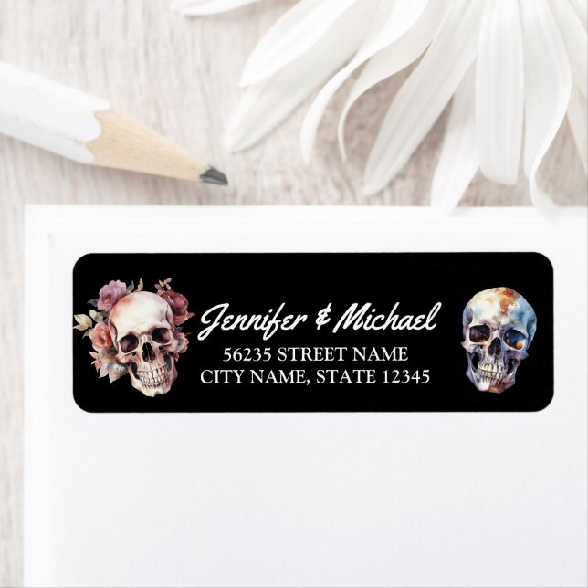 Skelette gotische Hochzeitsadresse schwarz (Insitu)