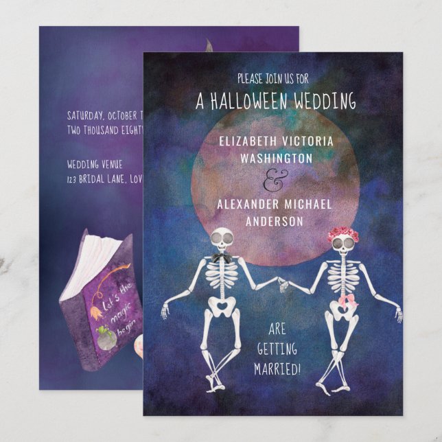 Skelette/Halloween-Thema/Einladung zur Hochzeit Einladung (Vorne/Hinten)