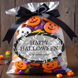 Skelette Happy Halloween Oval Sticker