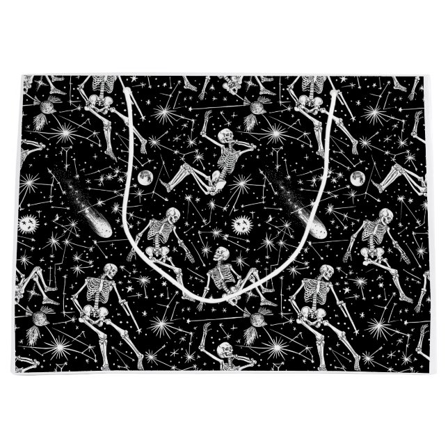 Skelette im Weltraumhintergrund Große Geschenktüte (Vorderseite)