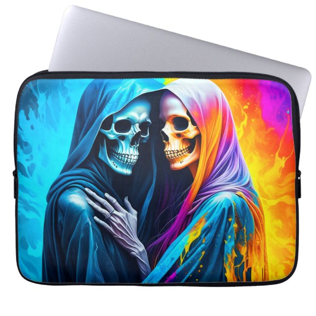 Skelette in einem Regenbogen Laptopschutzhülle (Vorderseite)