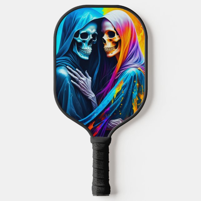 Skelette in einem Regenbogen Personalisiert Pickleball Schläger (Vorderseite)