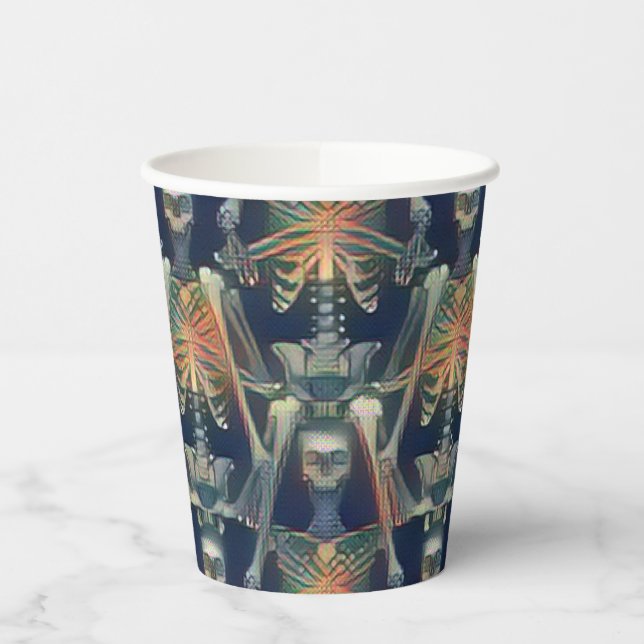 Skelette Muster Spookes Cooles Halloween-Party Pappbecher (Links)