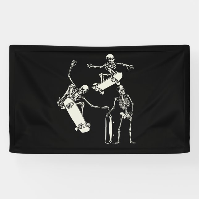 Skelette Skelett Skeletton Skater Halloween Banner (Horizontal)